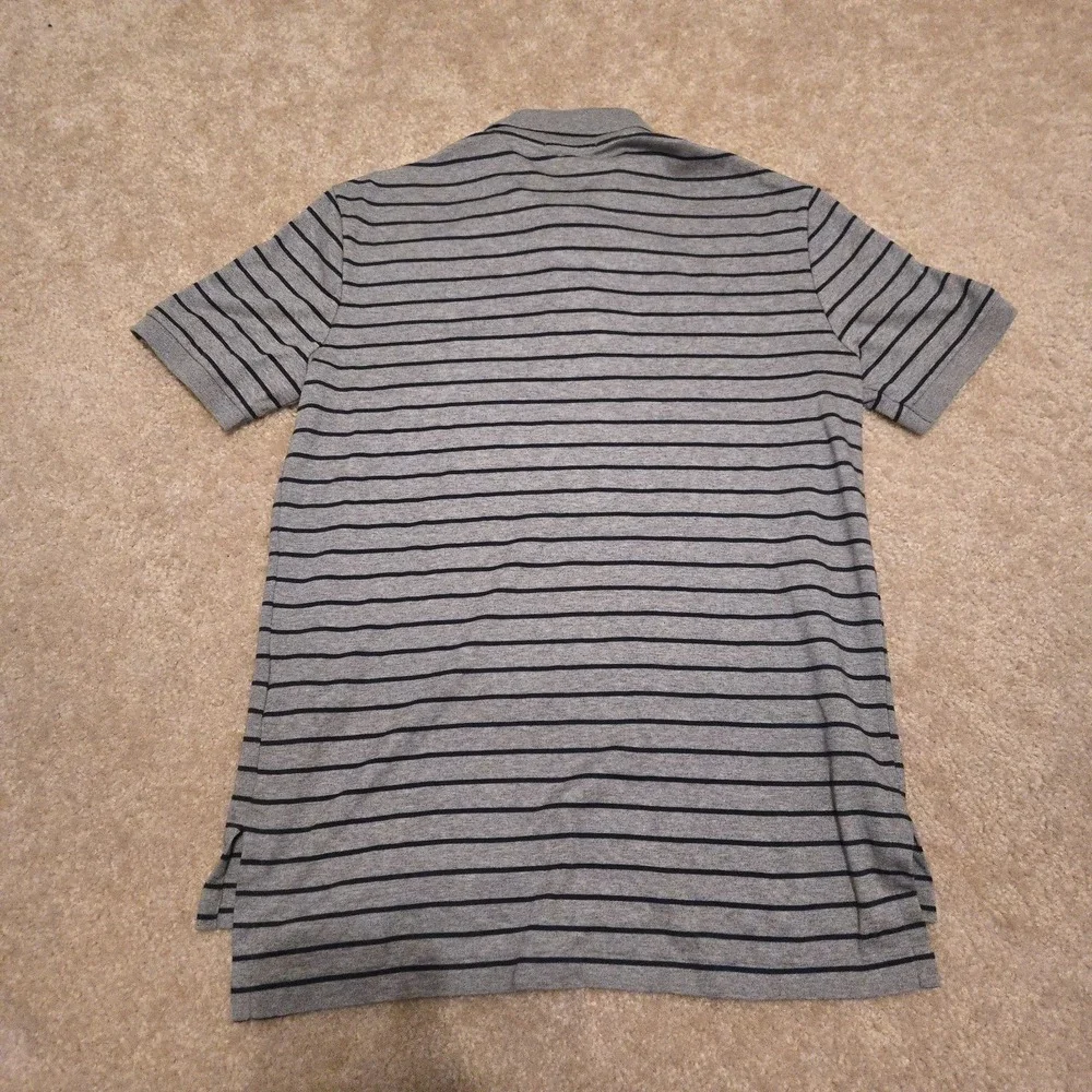 Polo Ralph Lauren Polo Shirt Mens Small Gray Blue Striped Pima Cotton Pony Logo